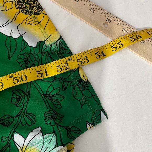 G.I.L.I Green Floral Shift Maxi Dress L Stretchy Tropical Resort Vacation - Picture 7 of 7